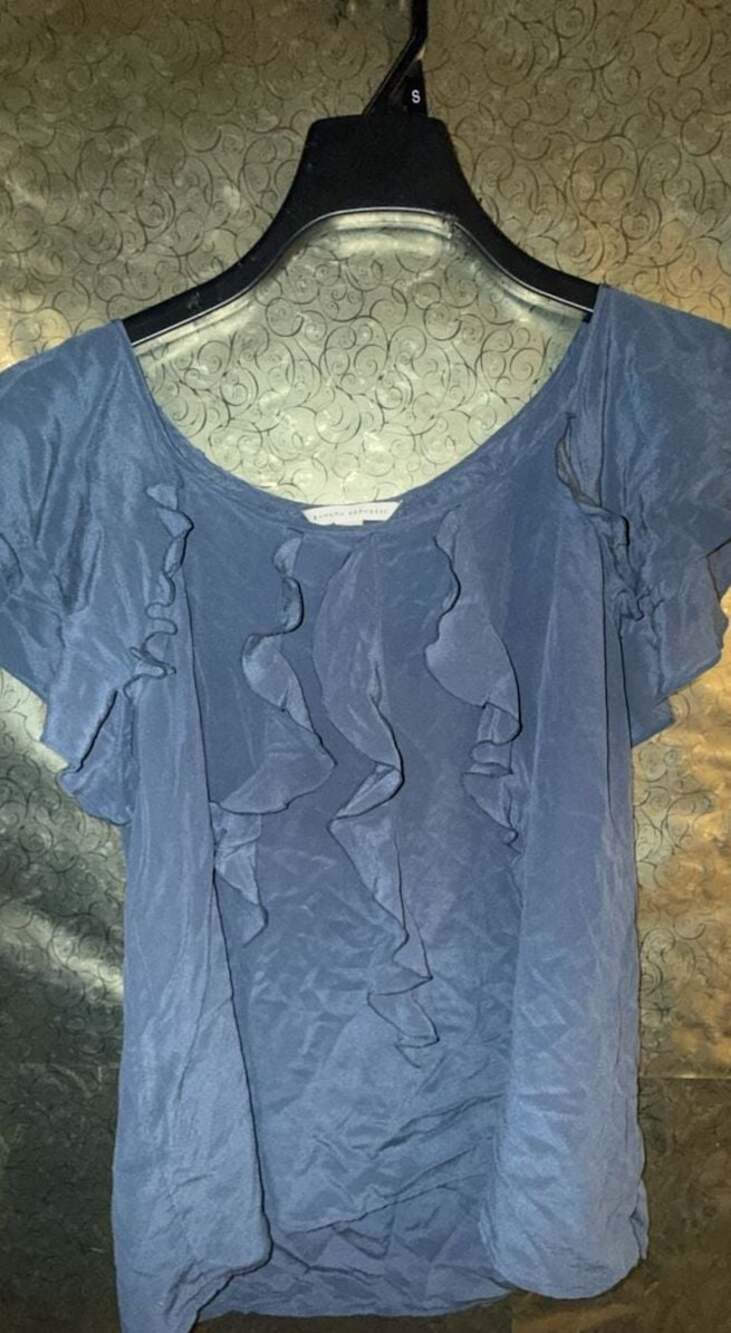 Banana Republic Blue Silk Ruffle Sleeve Blouse
